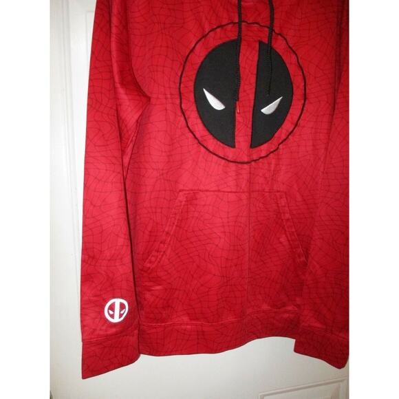 Marvel Deadpool Red Hoodie pullover Sweatshirt size L Red - Picture 2 of 7